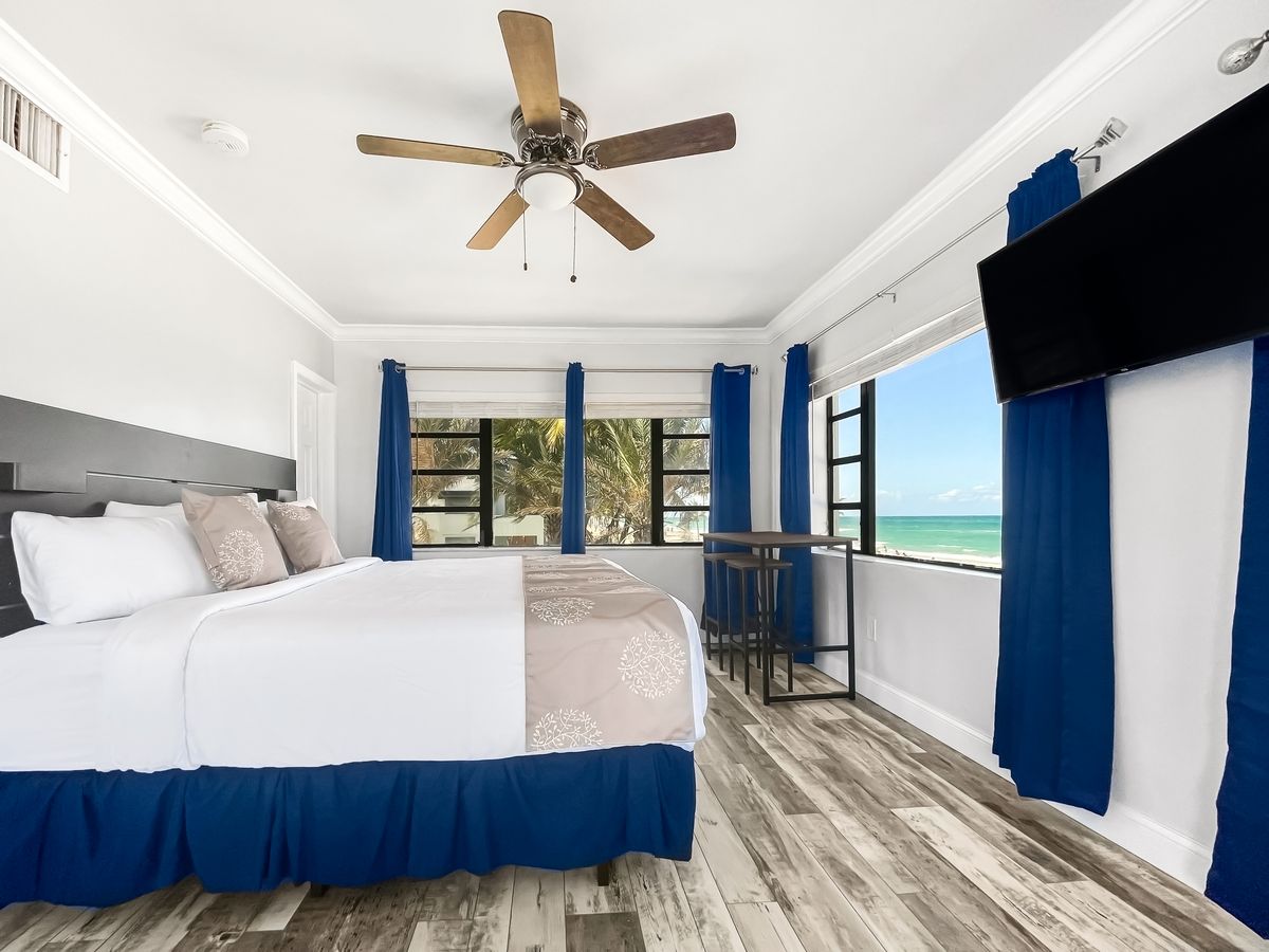Bedroom facing the water, from the door