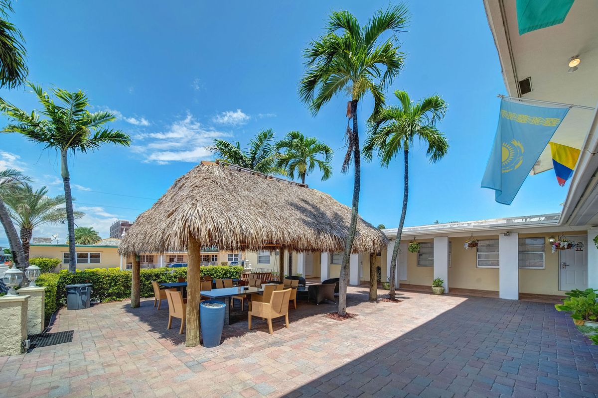 The tiki hut by the desk