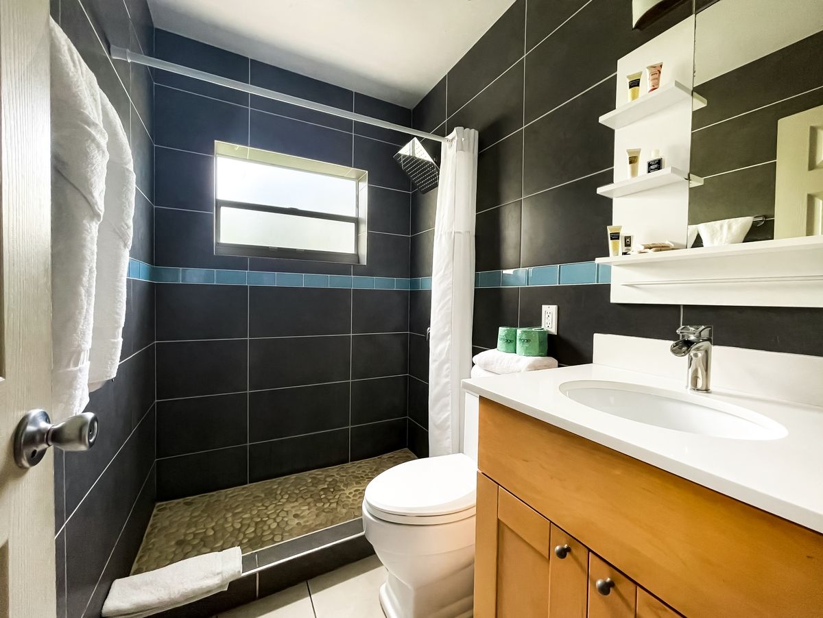 Bathroom, tiled shower